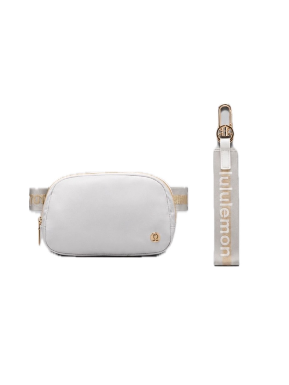 Lululemon Everywhere Belt Bag 1L & Never Lost Keychain Set - Vapor/Gold